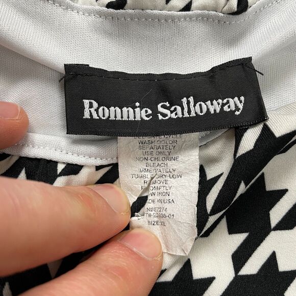 Ronnie Salloway Swimwear Tankini Women XL Black White Houndstooth Layered Ruffle - Picture 3 of 7